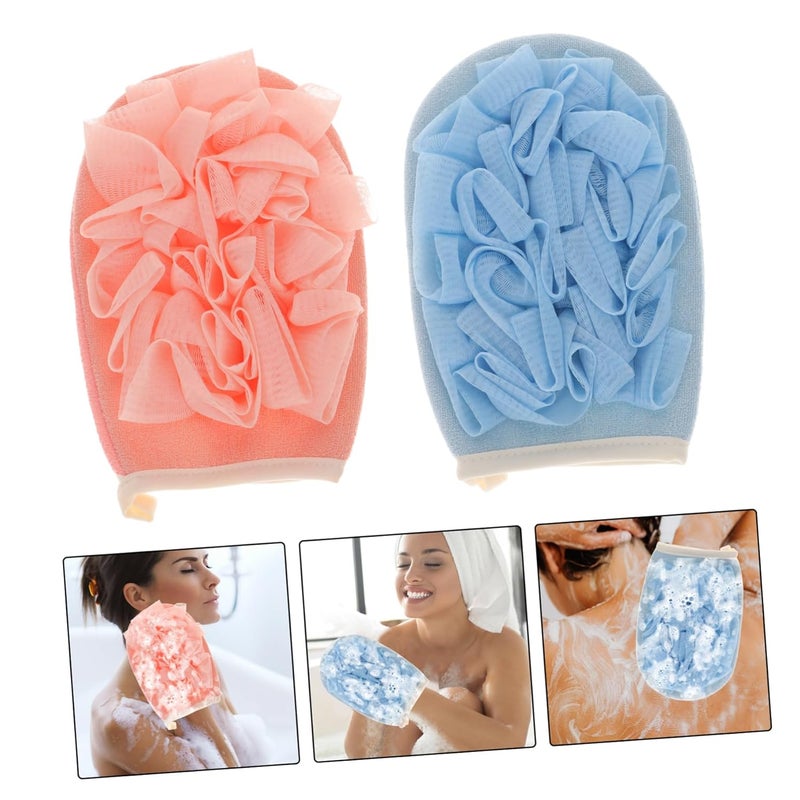 GLEAVI 2Pcs Exfoliating Bath Gloves Double Sided Rayon Scrubber for Dead Skin Removal - Image 4